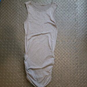 Lululemon In The Flow Bodycon Dress, Gray, Size 4, Ruched Sides, Soft Material
